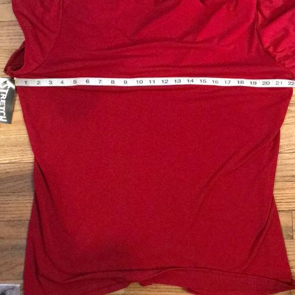 🆕 Red Shawl Collar Stretch V Neck Blouse Plus 3X - Picture 5 of 6
